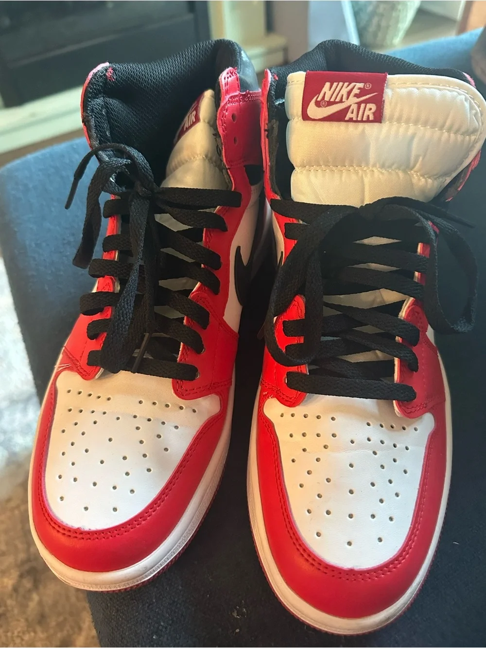 Jordan Low-Top Sneakers in Black, White & Red Accent